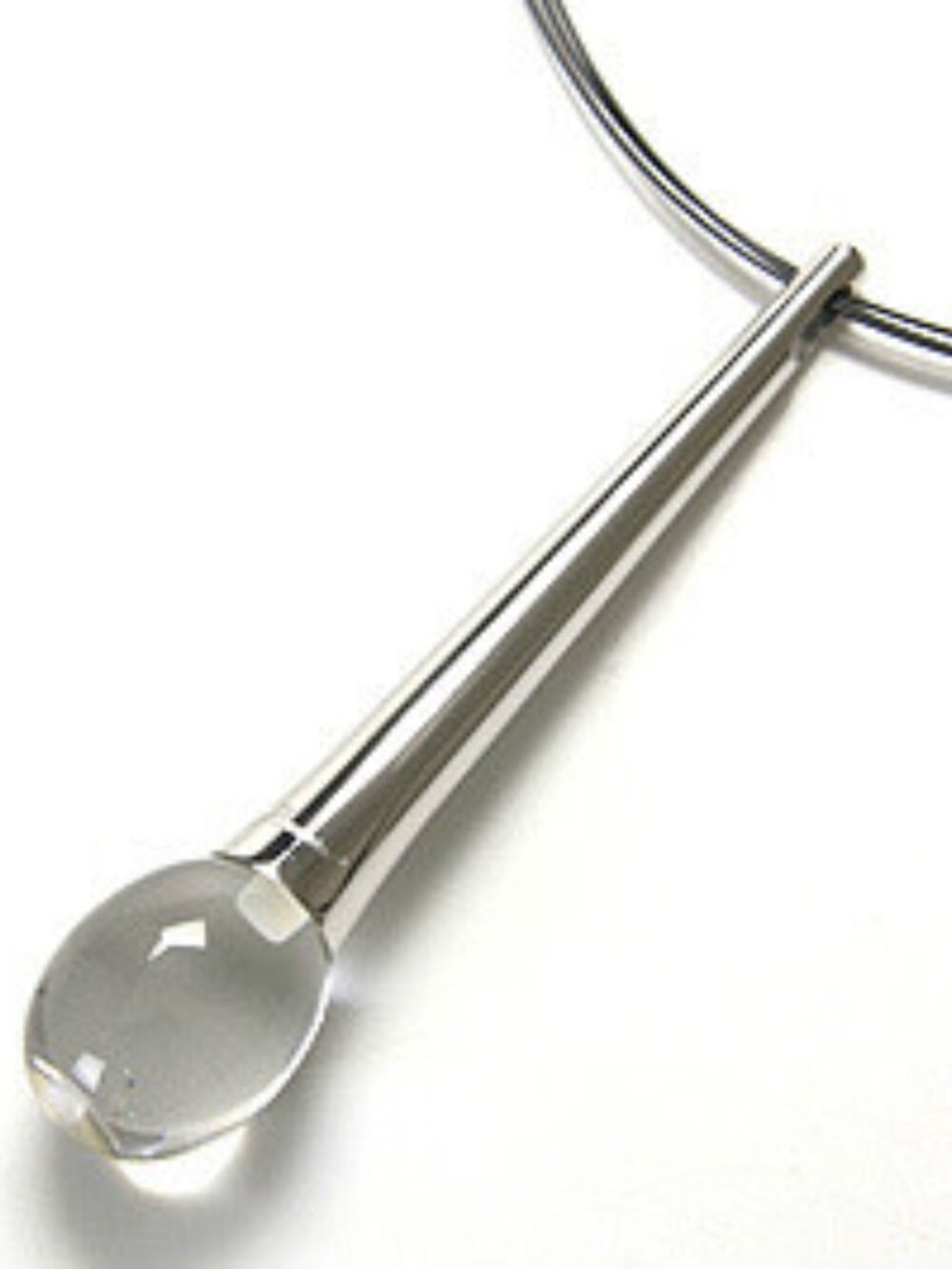 Baccarat Tentation France .925 Sterling Silver Clear Crystal Drop on Triple Cord